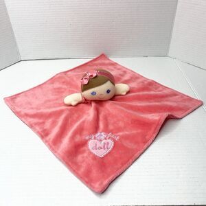 Baby Starters My First Doll Rattle Plush Lovey Security Blanket Pink Salmon